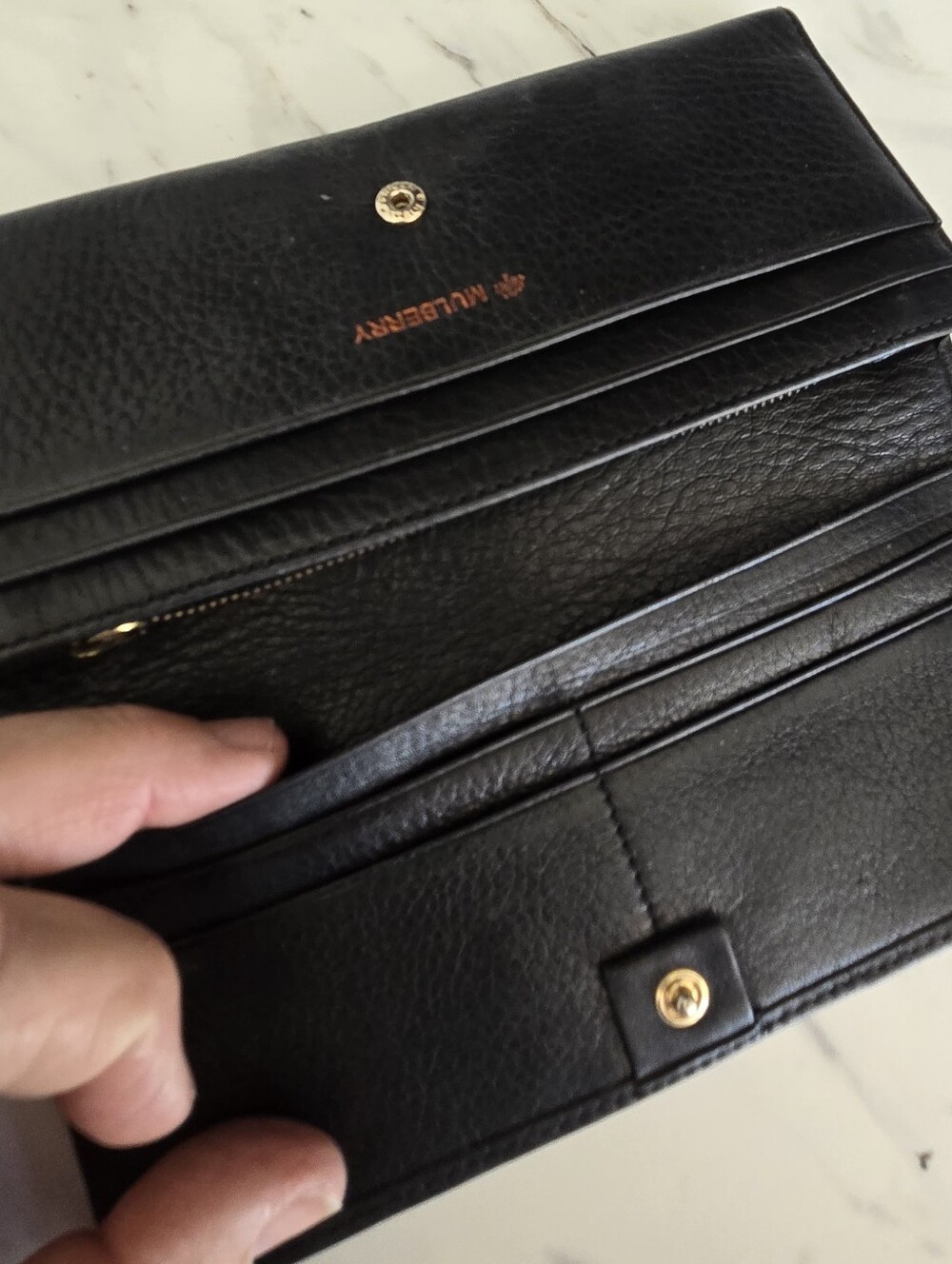 Mulberry Black Leather Wallet with Gold Plaque - Picture 4 of 10